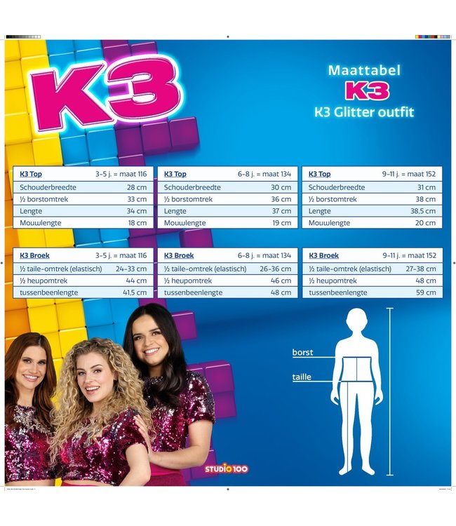 K3 Verkleedpak Glitter 9-11 jaar