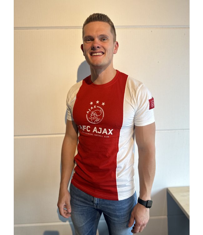 Ajax T-Shirt Rood Wit Logo Volwassenen