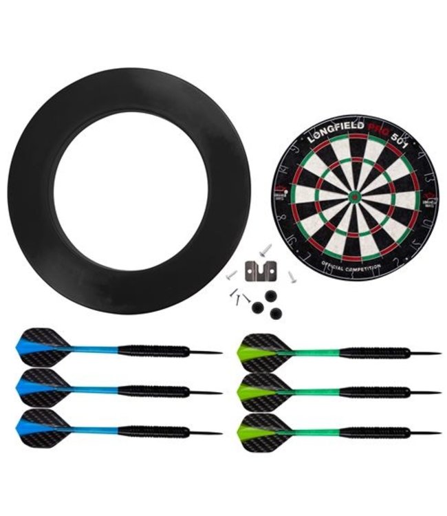 Dartboard Pro501 inclusief PU surround zwart en 2 sets darts
