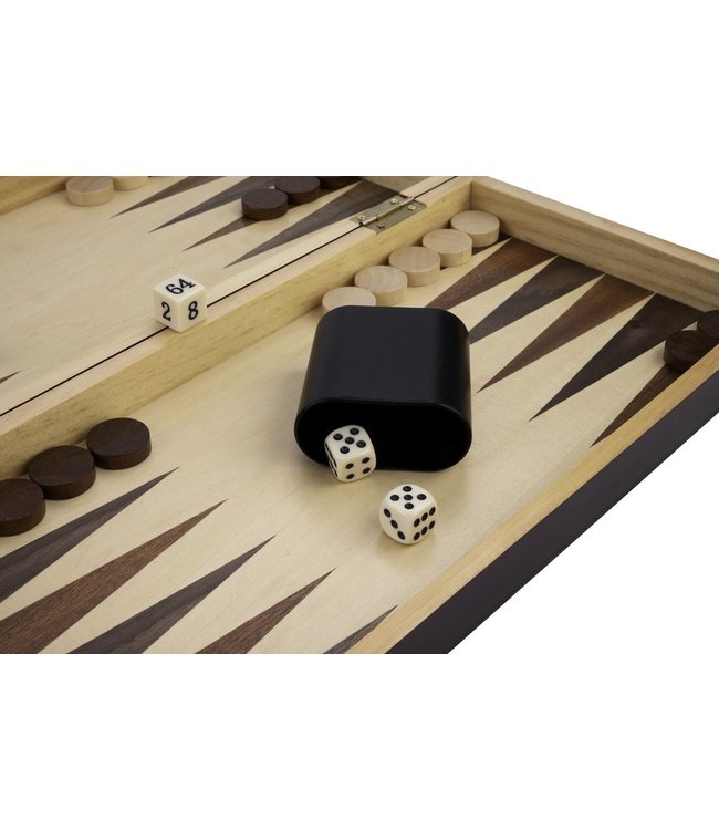 Schaak/ backgammon opklapbaar essenhout 30x30x5,5 cm