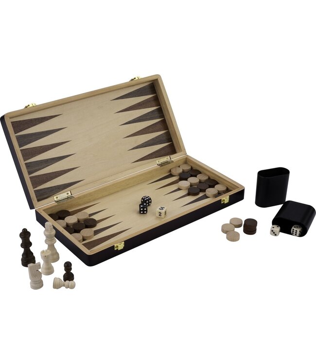 Schaak/ backgammon opklapbaar essenhout 30x30x5,5 cm