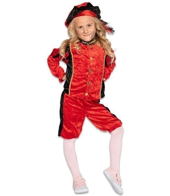 Pietenpak Velours Rood/zwart (164)