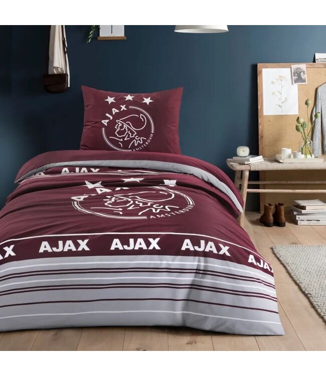Ajax Dekbed - Dekbedovertrek  - Bordeaux grijs -