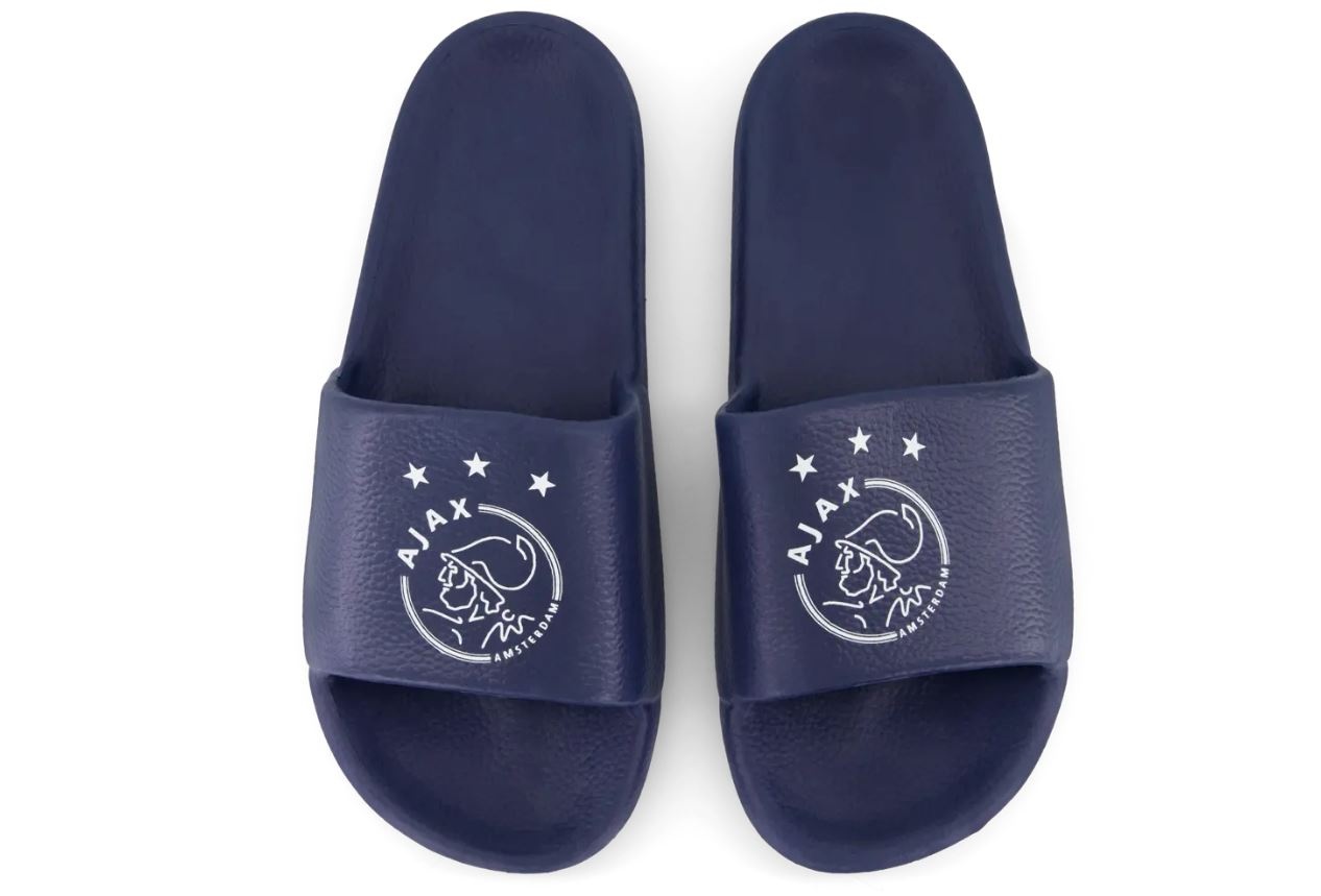 Ajax Slippers Blauw logo GIGAFAN