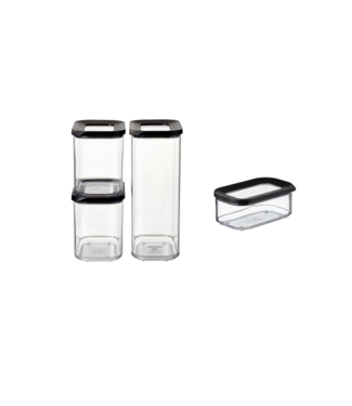 Mepal Modula Zwart 4 delig (2x1000ML, 1x 2000ML en 1x 425ML)