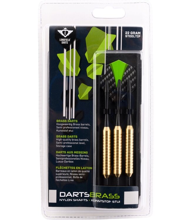 Dartpijlenset Longfield darts brass op blister - 22 gram