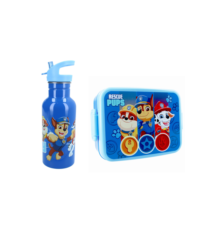 Paw Patrol RVS Drinkfles en Lunchbox Voordeelset