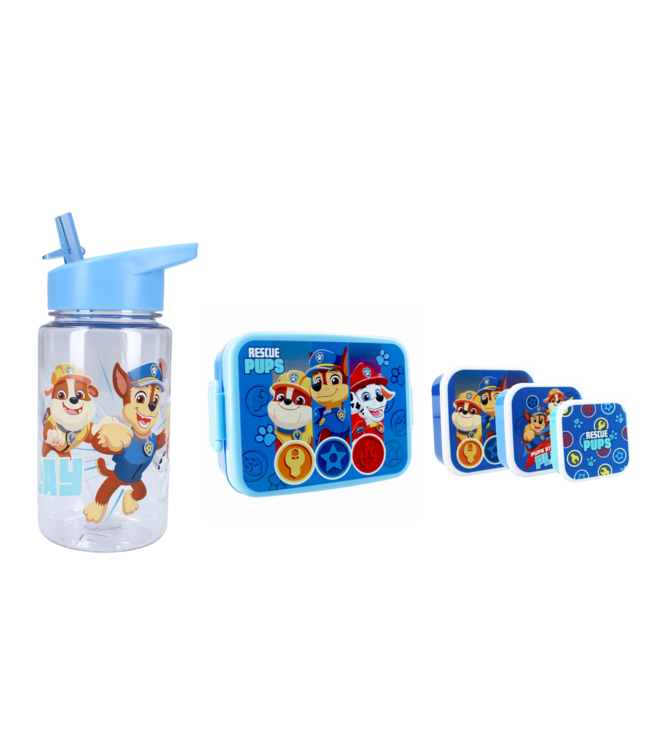 Paw Patrol Drinkfles, Lunchbox en Snackboxen Voordeelset