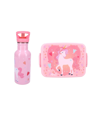 Unicorn RVS Drinkfles 500Ml en Lunchbox voordeelset
