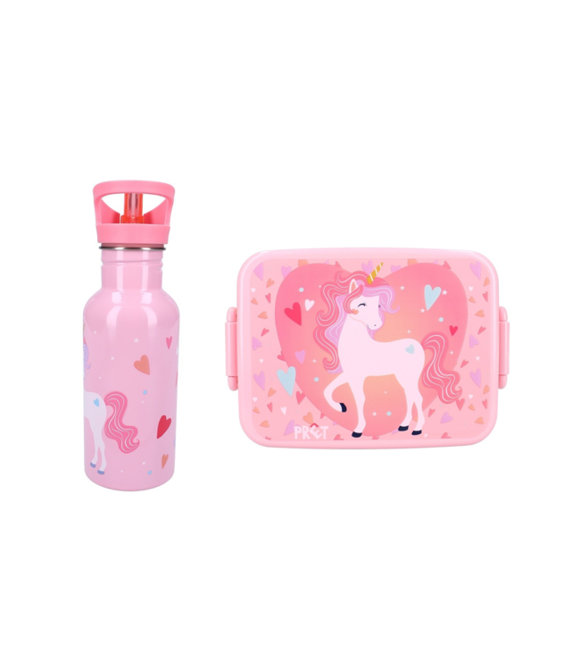 Unicorn RVS Drinklfes 500Ml en Lunchbox voordeelset