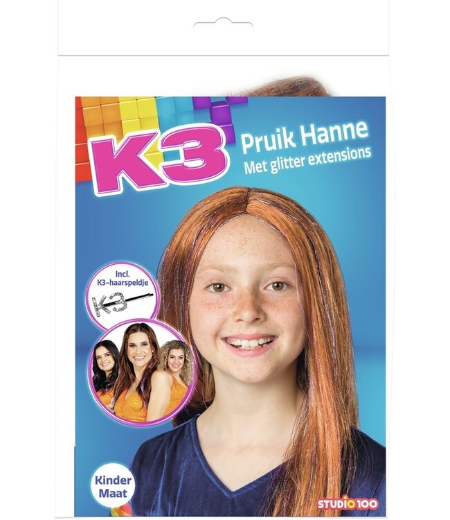 K3 pruik - Hanne met glitter extensions