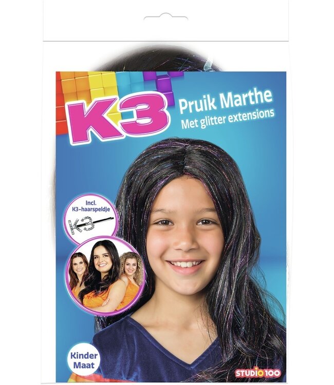 K3 pruik - Marthe met glitter extensions