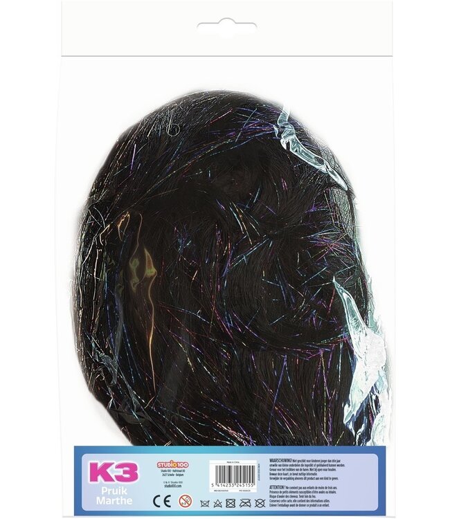 K3 pruik - Marthe met glitter extensions