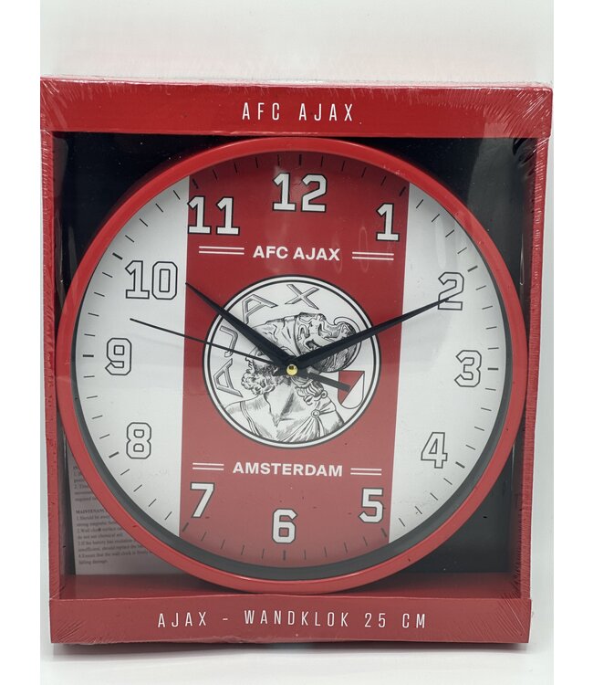 Ajax Wandklok Wit Rood Wit