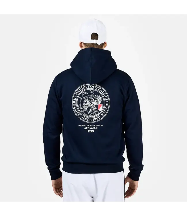 Ajax Logo Hoody met Rits Mijn Club Volwassen Blauw