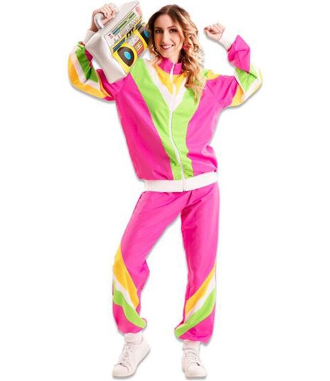 Witbaard Trainingspak Jaren 80 Dames Roze Maat S