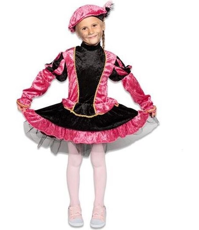 Pietenjurkje met petticoat roze zwart (maat 176)