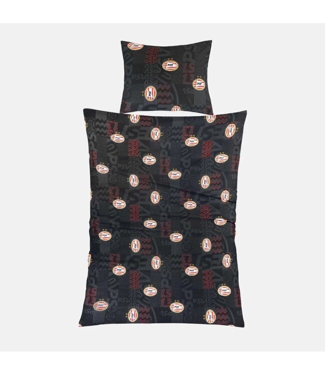 PSV Dekbedovertrek Blokken Zwart