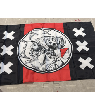 Ajax Vlag Amsterdam oud logo 100x150cm Zwart rood
