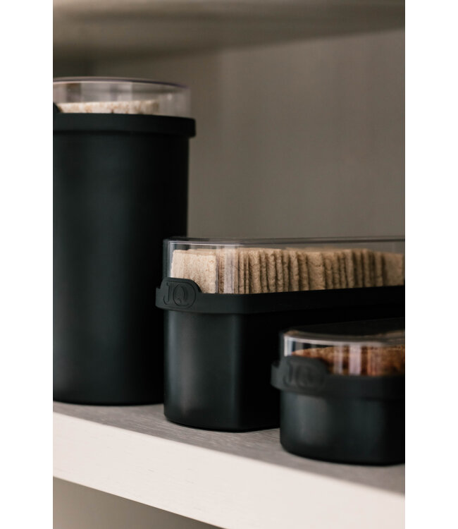 JQ Liv Voordeelset 3 Stuks Zwart - Ontbijtkoek, beschuit en Cracker bewaardoos - 100% luchtdicht