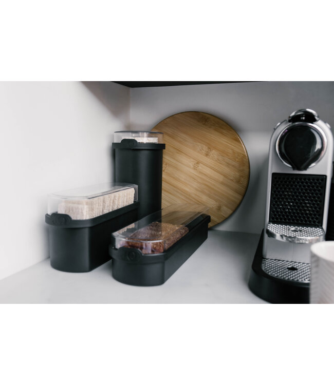 JQ Liv Voordeelset 3 Stuks Zwart - Ontbijtkoek, beschuit en Cracker bewaardoos - 100% luchtdicht