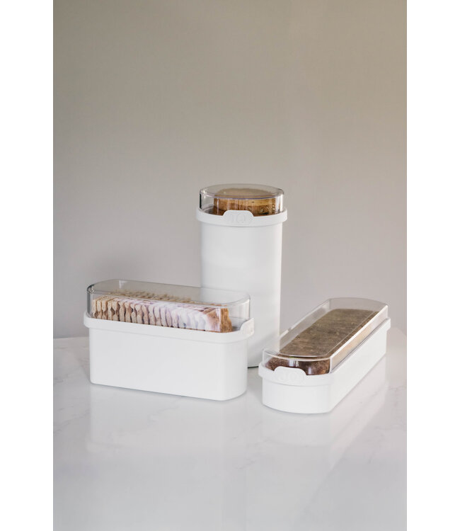 JQ Liv Voordeelset 3 Stuks Wit - Ontbijtkoek, beschuit en Cracker bewaardoos - 100% luchtdicht