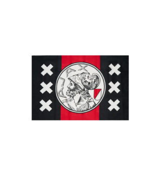 Ajax Vlag Amsterdam oud logo 150x225cm Zwart Rood