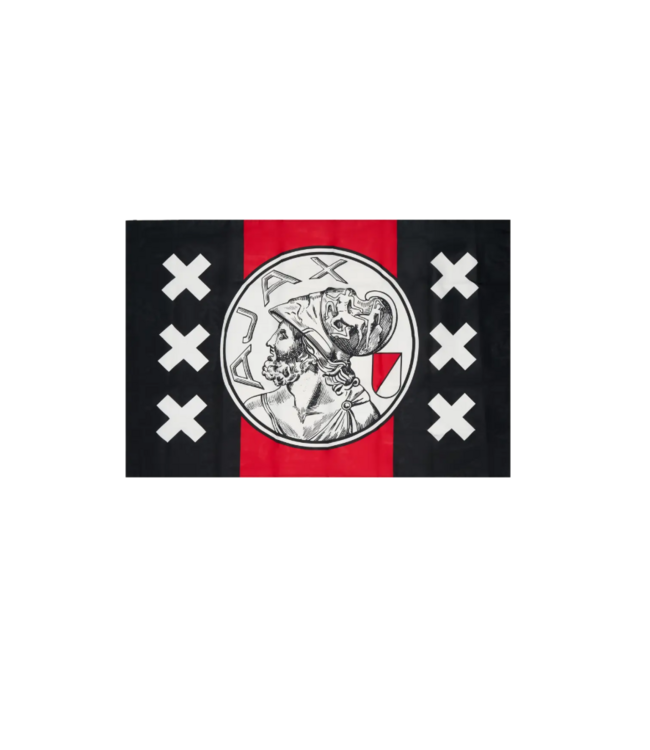 Ajax Vlag Amsterdam oud logo 100x150cm Zwart rood