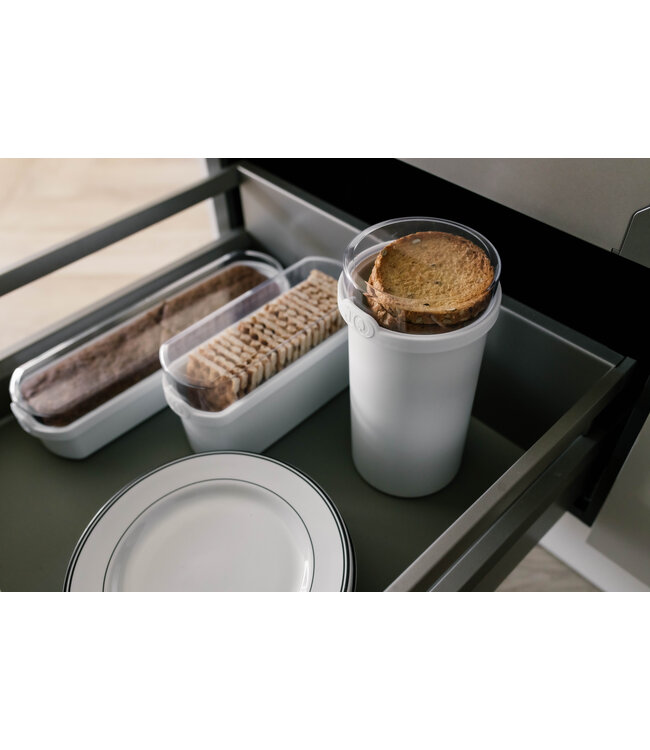 JQ Liv Voordeelset 4 Delig Wit inclusief 2x Beschuit/Rijstewafel bewaarbus, Ontbijtkoek bewaardoos en Cracker bewaardoos - 100% luchtdicht