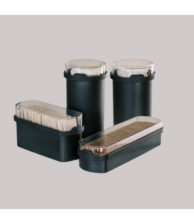 JQ Liv Voordeelset 4 Delig Zwart inclusief 2x Beschuit/Rijstwafel bewaarbus, Ontbijtkoek bewaardoos en Cracker bewaardoos - 100% luchtdicht