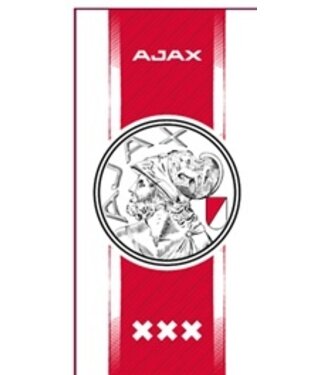 Ajax Handdoek wit rood wit oud logo 70x140cm - Ajax Badlaken