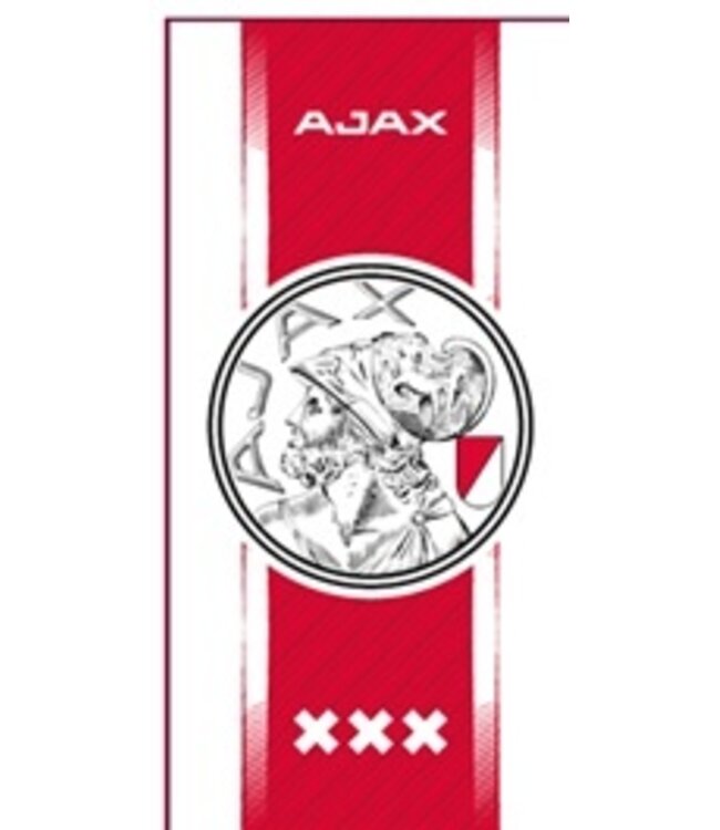 Ajax Handdoek wit rood wit oud logo 70x140cm - Ajax Badlaken