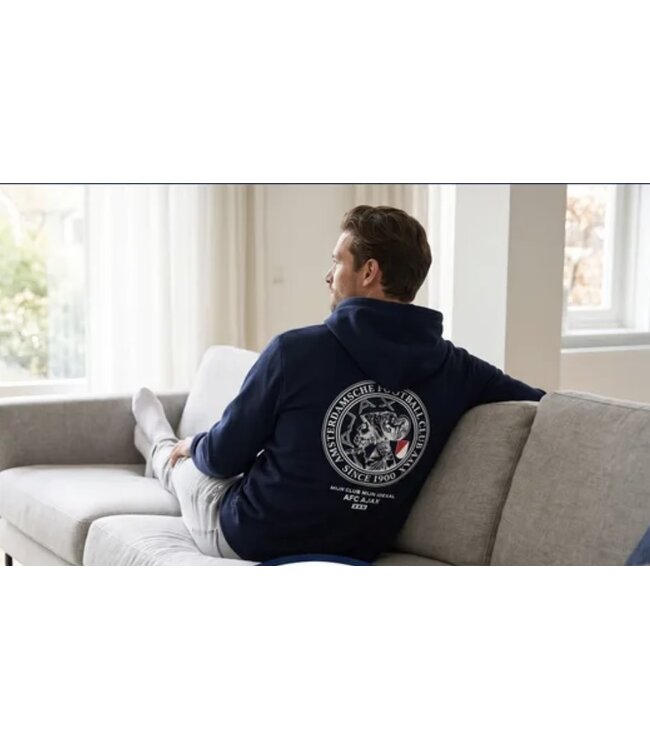 Ajax Logo Hoody met Rits Mijn Club Volwassen Blauw