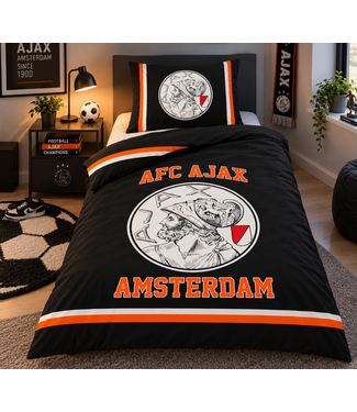 Ajax Dekbedovertrek Zwart Oranje 140x200 cm