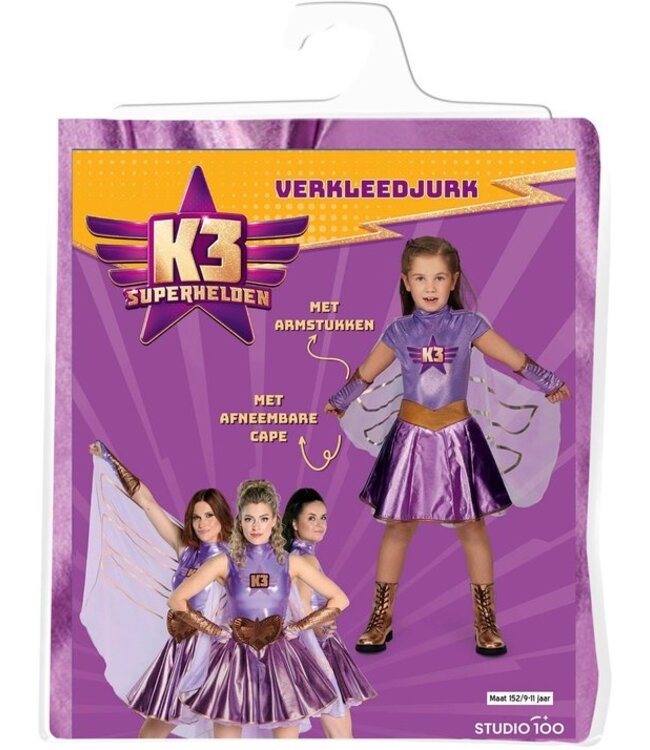 K3 Verkleedjurk - Superhelden - 9-11 jr
