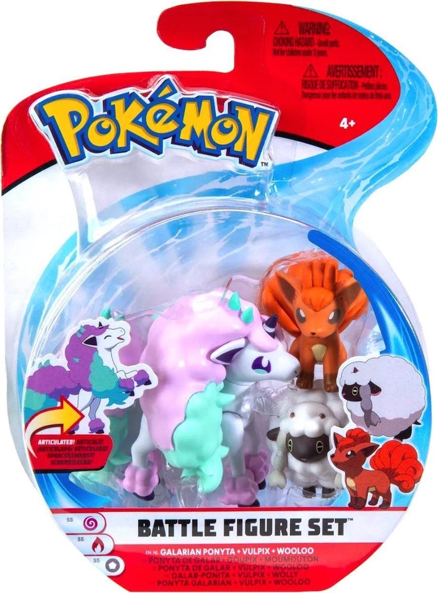 Pokémon - Battle Figure 3-Pack Galarian Ponyta, Vulpix & Wooloo (Nieuw)