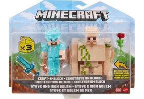Minecraft - Craft-a-Block 2-Pack Action Figures Steve and Iron Golem