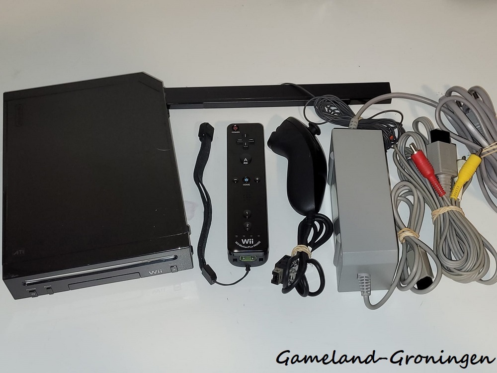 Nintendo Wii with Motion Plus Controller, Nunchuk & Wiring (Black)