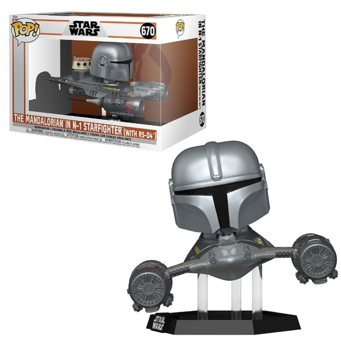 Star Wars The Mandalorian Rides POP! - The Mandalorian in N-1 Starfighter with R5-D4 #670