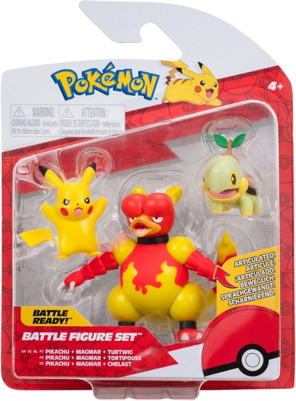 Pokémon - Battle Figure Set - Pikachu + Magmar + Turtwig