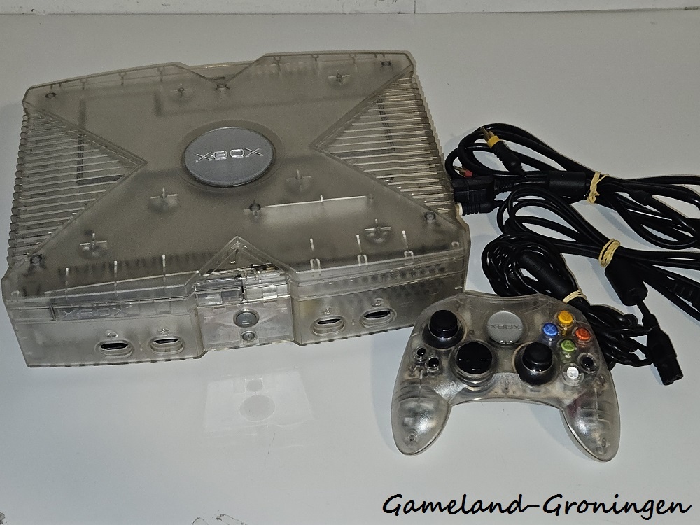Xbox with Controller & Wiring (Crystal)