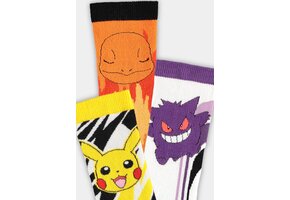 Pokémon - 3-Pack Pikachu, Charmander & Gengar Sokken
