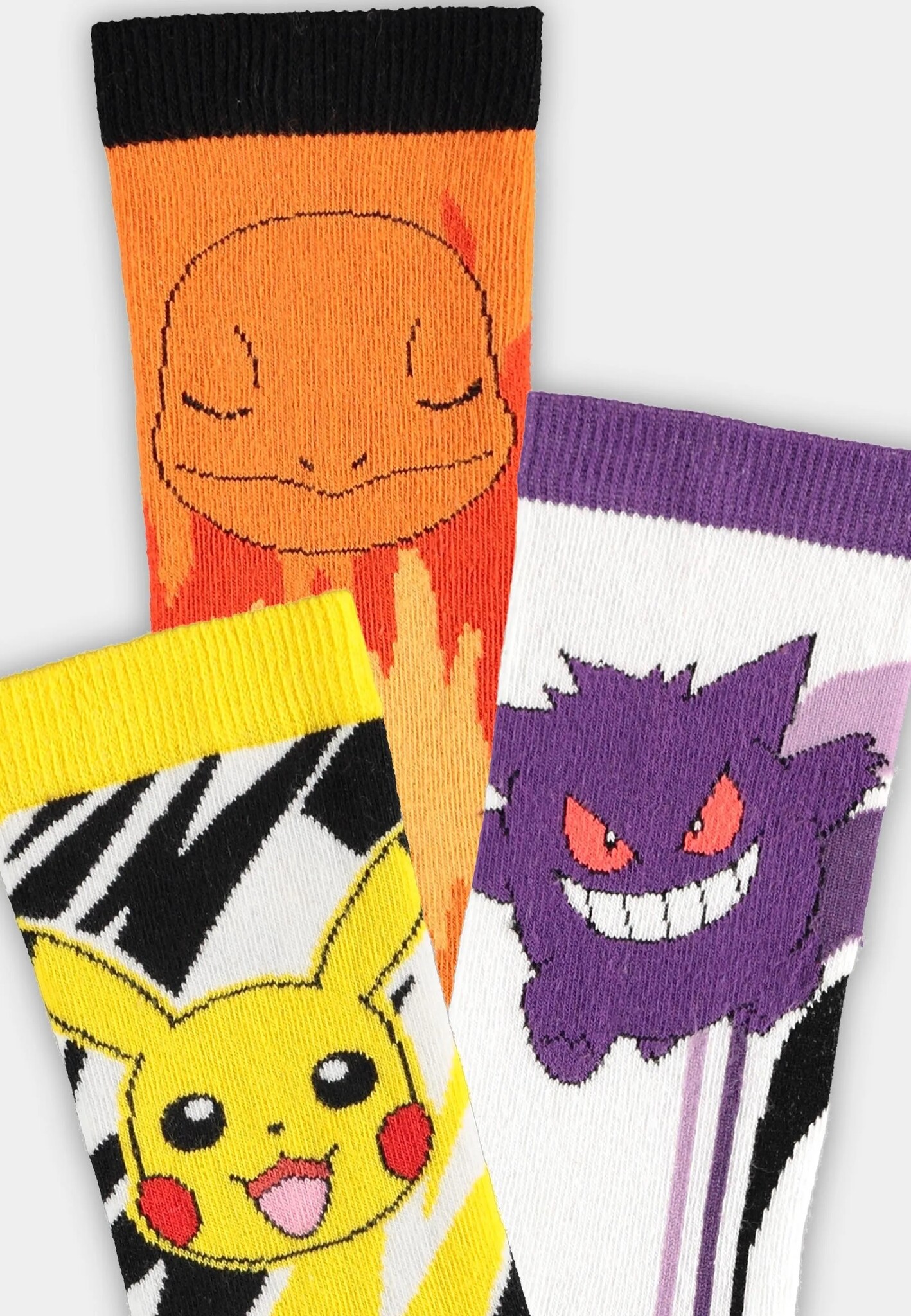 Pokémon - 3-Pack Pikachu, Charmander & Gengar Sokken
