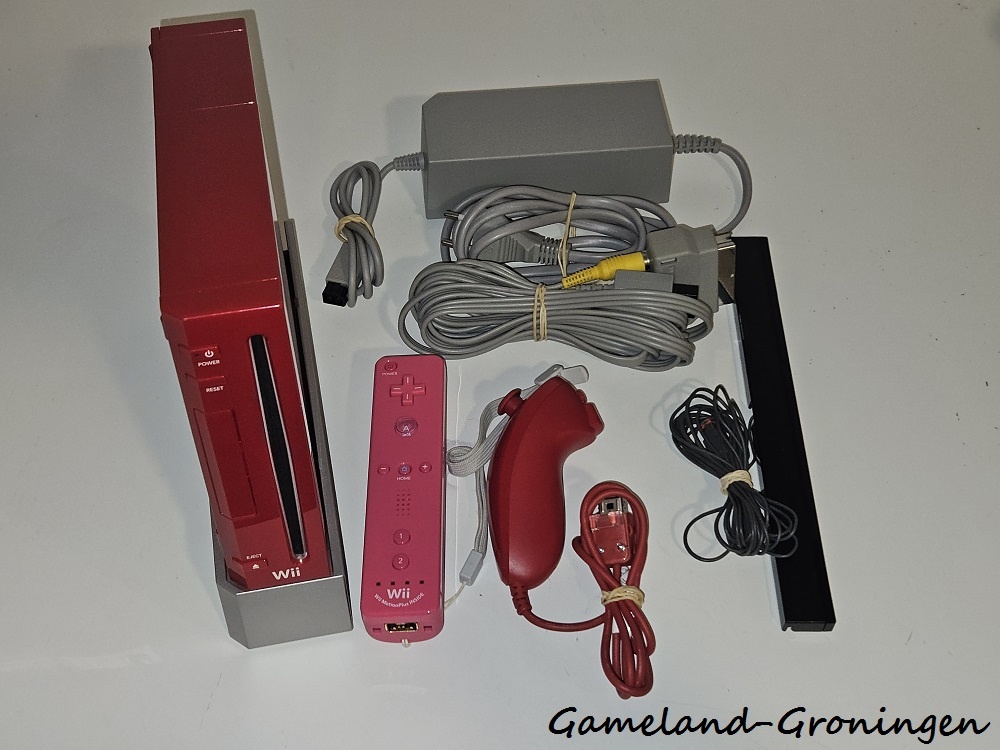 Nintendo Wii met Controller, Nunchuk & Bedrading (Rood)