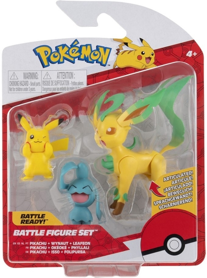 Pokémon - Battle Figure Set - Pikachu + Wynaut + Leafeon