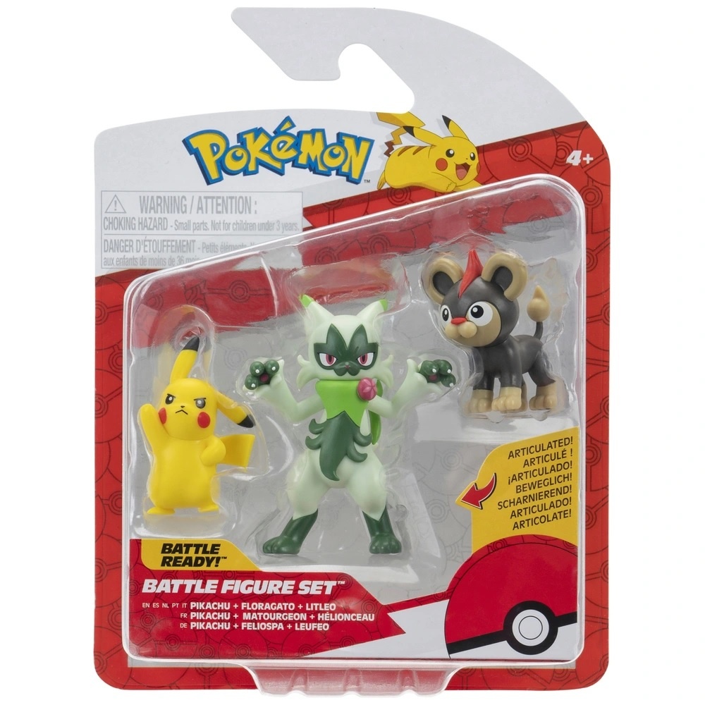Pokémon - Battle Figure Set - Pikachu + Floragato + Litleo
