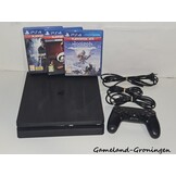 PlayStation 4 Slim 500GB Horizon Zero Dawn, Uncharted 4 & GT Sport Pack met 1 Controller & Bedrading