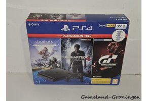 PlayStation 4 Slim 500GB Horizon Zero Dawn, Uncharted 4 & GT Sport Pack met 1 Controller & Bedrading