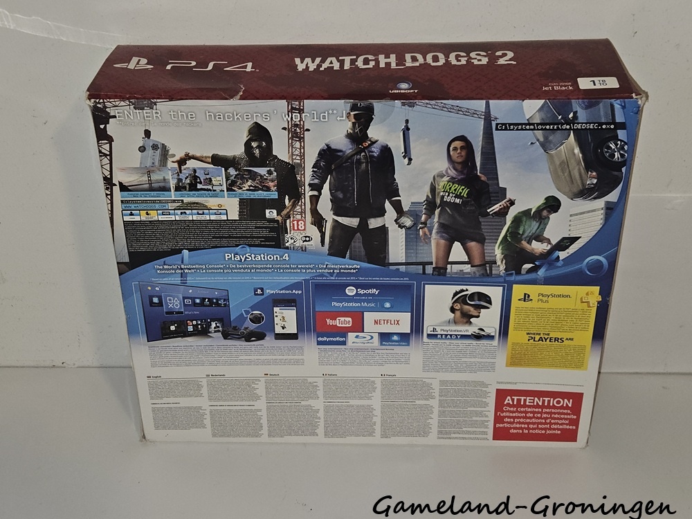 PlayStation 4 Slim 1TB Watch Dogs Pack met 1 Controller & Bedrading
