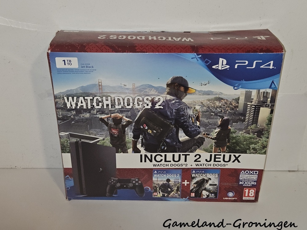 PlayStation 4 Slim 1TB Watch Dogs Pack met 1 Controller & Bedrading